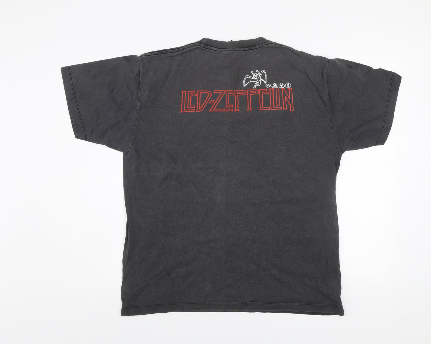 Rock@Tees Men’s Black Led Zeppelin Swan Song Band T-Shirt L