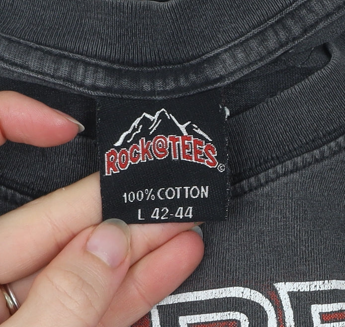 Rock@Tees Men’s Black Led Zeppelin Swan Song Band T-Shirt L