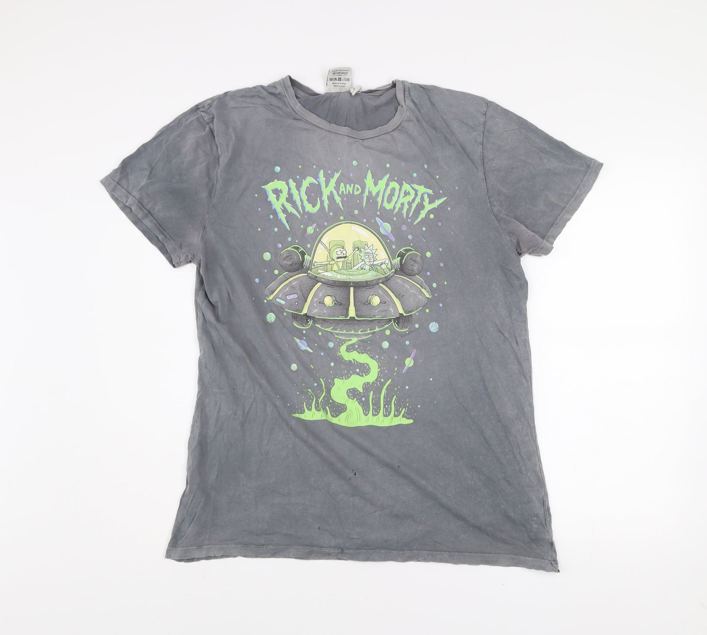 Rick and Morty Mens Grey Medium Graphic Cotton T-Shirt