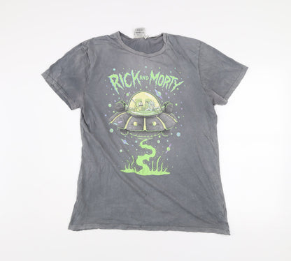 Rick and Morty Mens Grey Medium Graphic Cotton T-Shirt