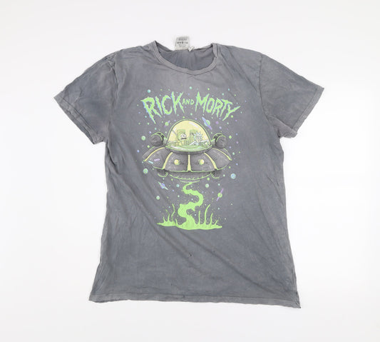 Rick and Morty Mens Grey Medium Graphic Cotton T-Shirt