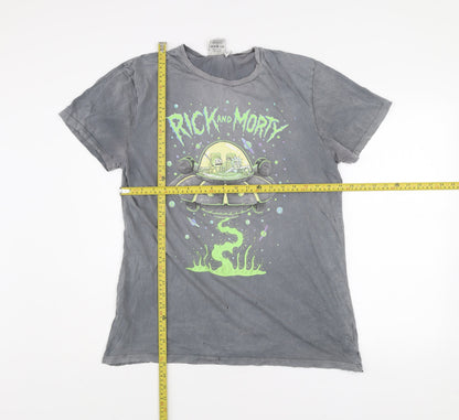 Rick and Morty Mens Grey Medium Graphic Cotton T-Shirt
