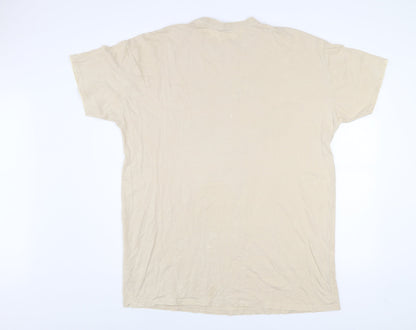 Nirvana Men's Beige Band Graphic Short Sleeve Cotton T-Shirt L