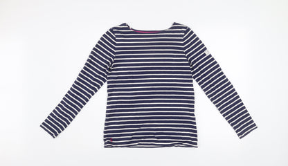 Joules Womens Blue Striped Boat Neck Cotton Long Sleeve Jumper Size 8