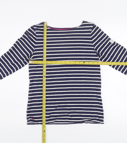 Joules Womens Blue Striped Boat Neck Cotton Long Sleeve Jumper Size 8