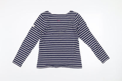 Joules Womens Blue Striped Boat Neck Cotton Long Sleeve Jumper Size 8