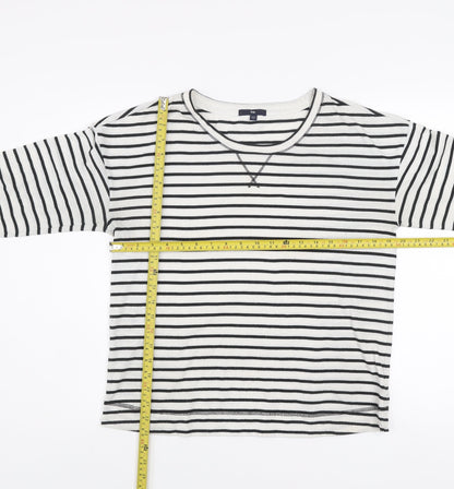 Gap Women’s Black White Striped Long Sleeve Jersey Top Size M