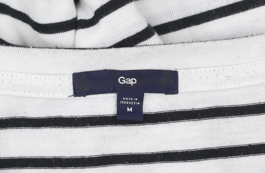 Gap Women’s Black White Striped Long Sleeve Jersey Top Size M