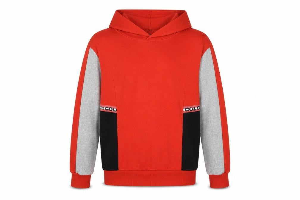 United Colors of Benetton Boys Red Colourblock Hoodie Size 3XL Cotton Blend Pullover