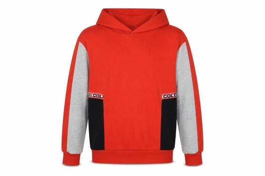 United Colors of Benetton Boys Red Colourblock Hoodie Size 3XL Cotton Blend Pullover