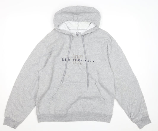 Mens UK Size M Fruit of the Loom Grey Pullover Hoodie