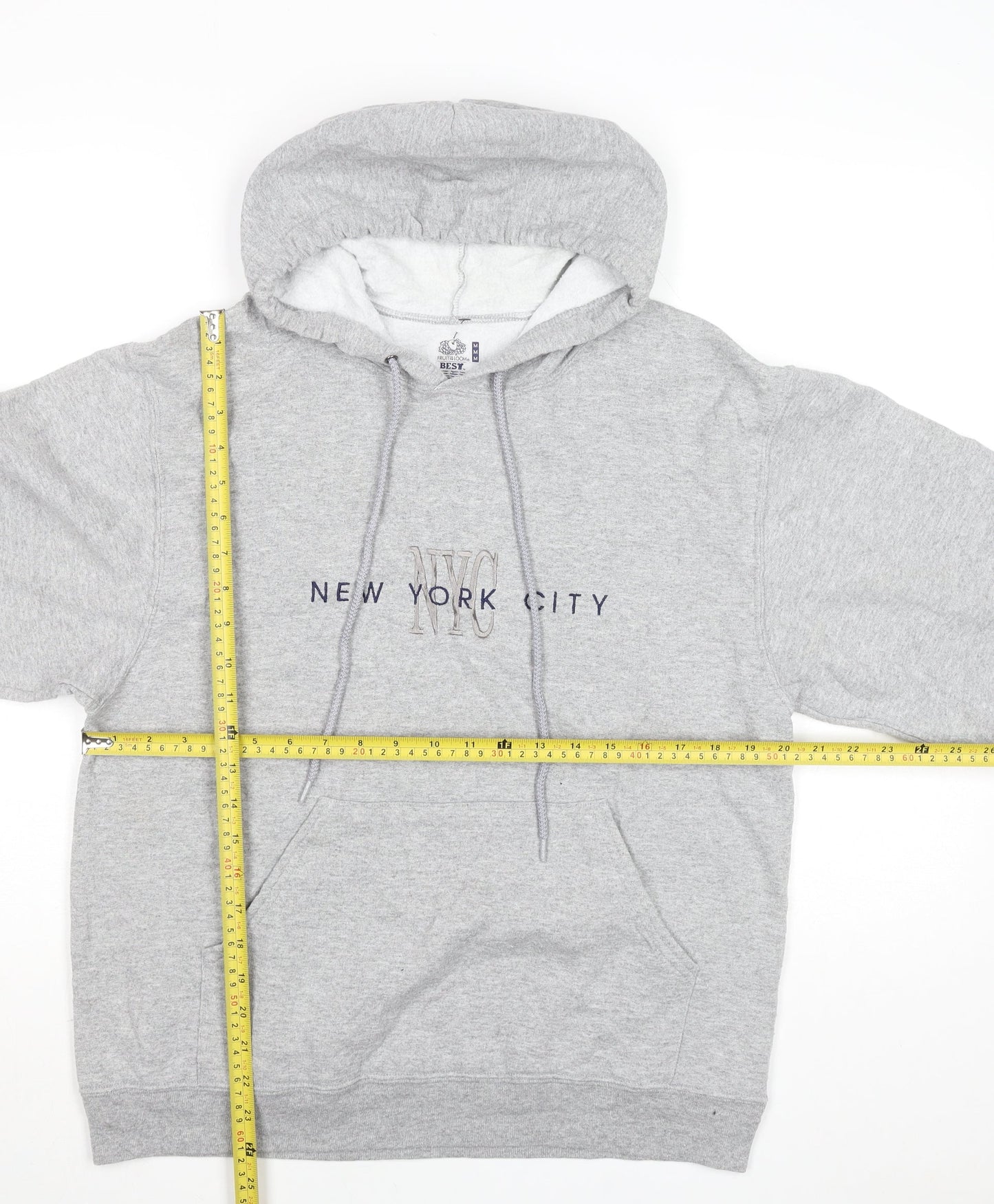 Mens UK Size M Fruit of the Loom Grey Pullover Hoodie