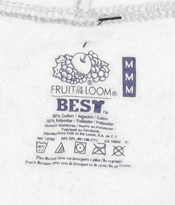Mens UK Size M Fruit of the Loom Grey Pullover Hoodie
