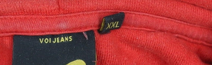 Voi Jeans Mens Red 2XL Pullover Hoodie Sweatshirt Cotton