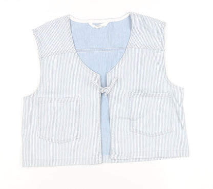 Marks and Spencer Girls Blue Striped Cotton Waistcoat 15-16 Years
