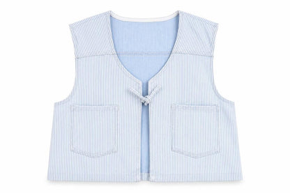Marks and Spencer Girls Blue Striped Cotton Waistcoat 15-16 Years