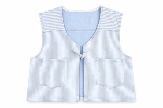 Marks and Spencer Girls Blue Striped Cotton Waistcoat 15-16 Years
