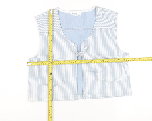 Marks and Spencer Girls Blue Striped Cotton Waistcoat 15-16 Years