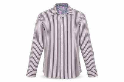 Ted Baker Men's Purple Striped Long Sleeve Button-Up Shirt M