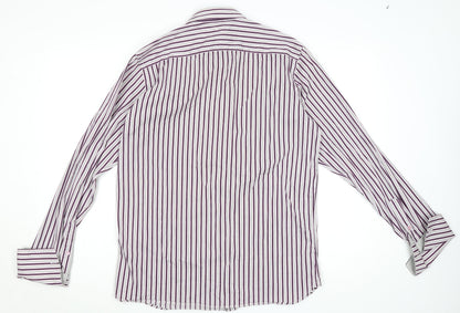 Ted Baker Men's Purple Striped Long Sleeve Button-Up Shirt M
