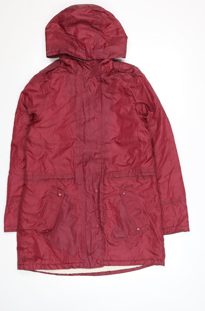 Cotton Traders Women's Red Hooded Parka Coat Size 10