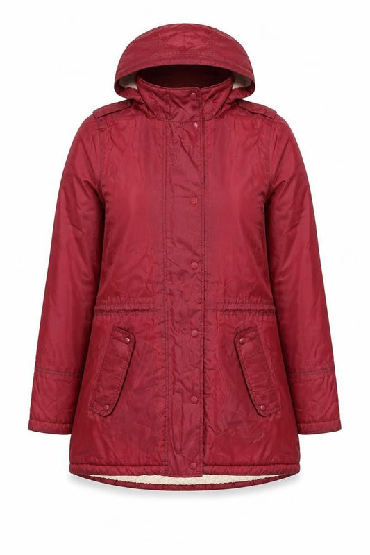 Womens UK Size 10 Cotton Traders Red Parka Coat