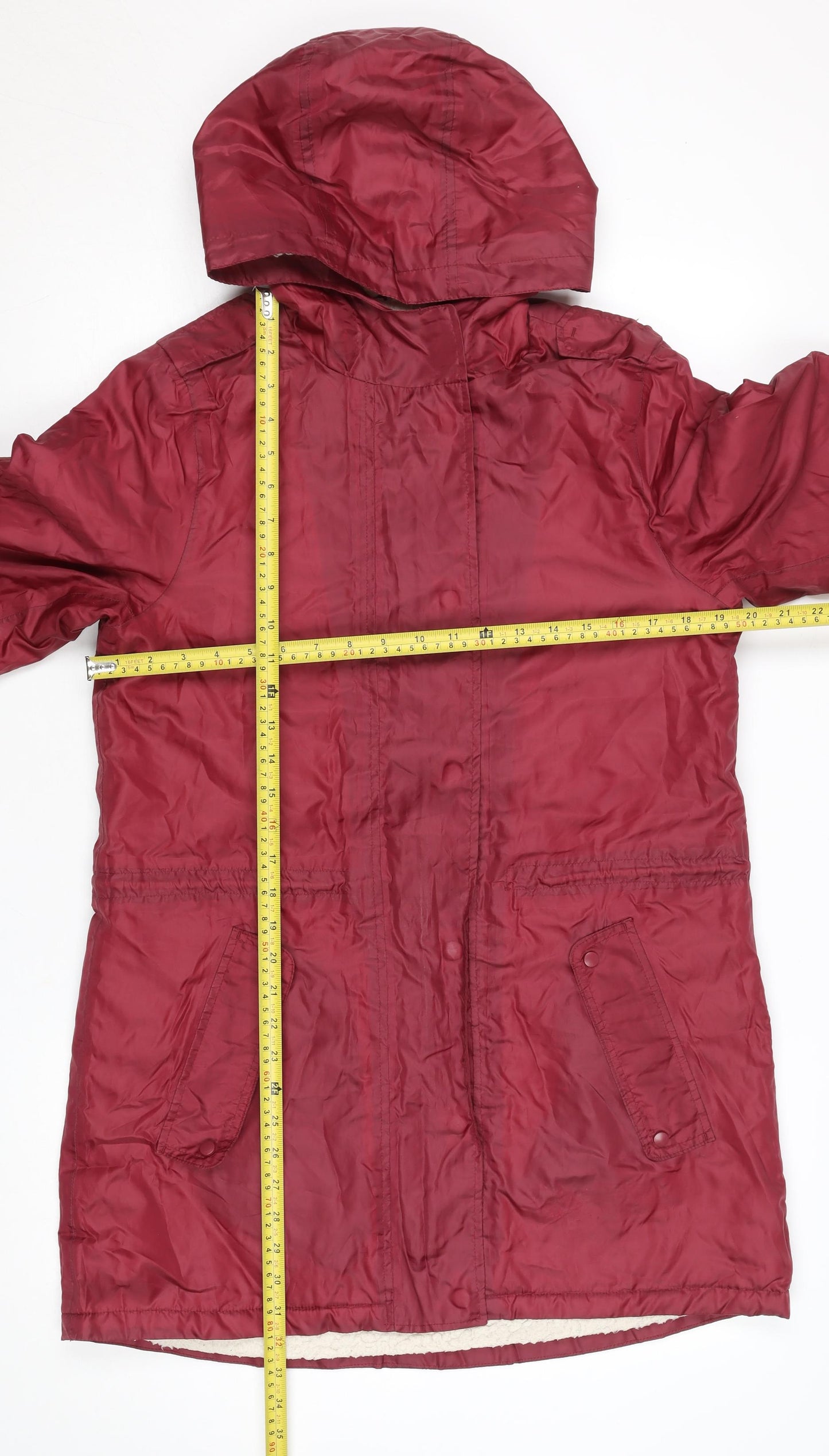 Cotton Traders Women's Red Hooded Parka Coat Size 10