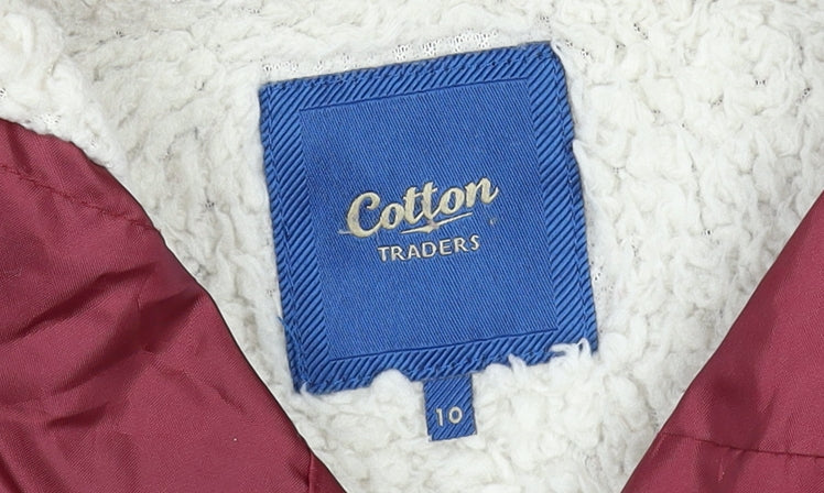 Cotton Traders Women's Red Hooded Parka Coat Size 10