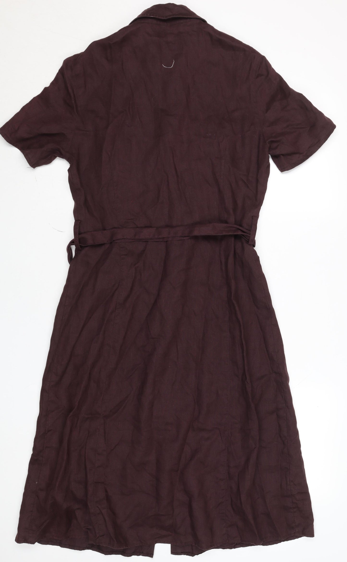 Laura Ashley Women's Brown Linen Shirt Dress Size 12