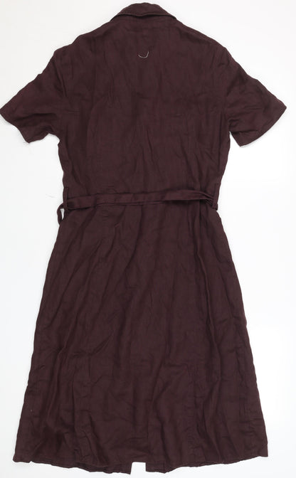 Laura Ashley Women's Brown Linen Shirt Dress Size 12