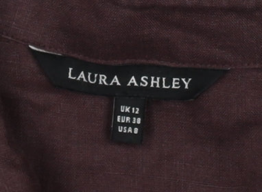 Laura Ashley Women's Brown Linen Shirt Dress Size 12