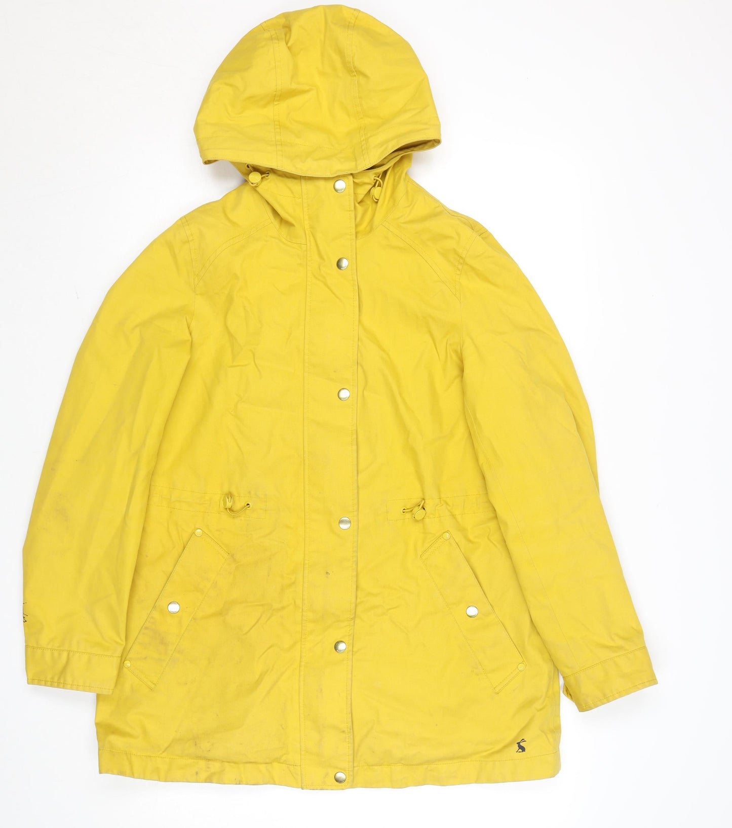 Joules Women’s Yellow Waterproof Hooded Rain Coat Jacket Size 10