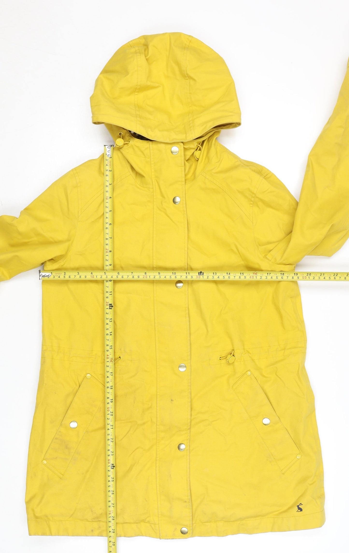 Joules Women’s Yellow Waterproof Hooded Rain Coat Jacket Size 10