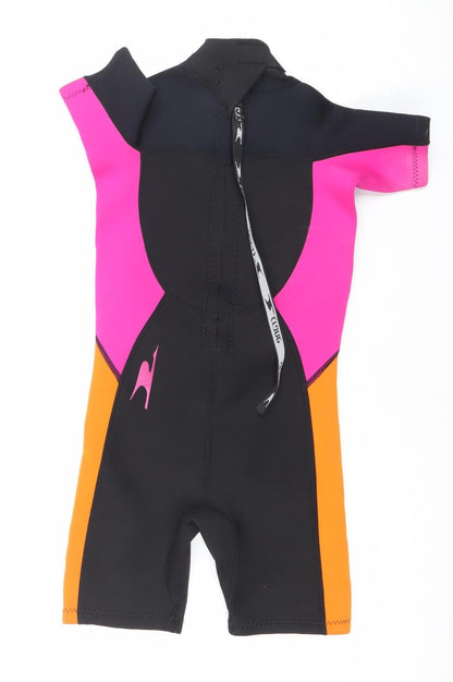 Waihui Girls Black Pink Orange Shorty Wetsuit 7 Years Quick Dry Stretch Swimwear