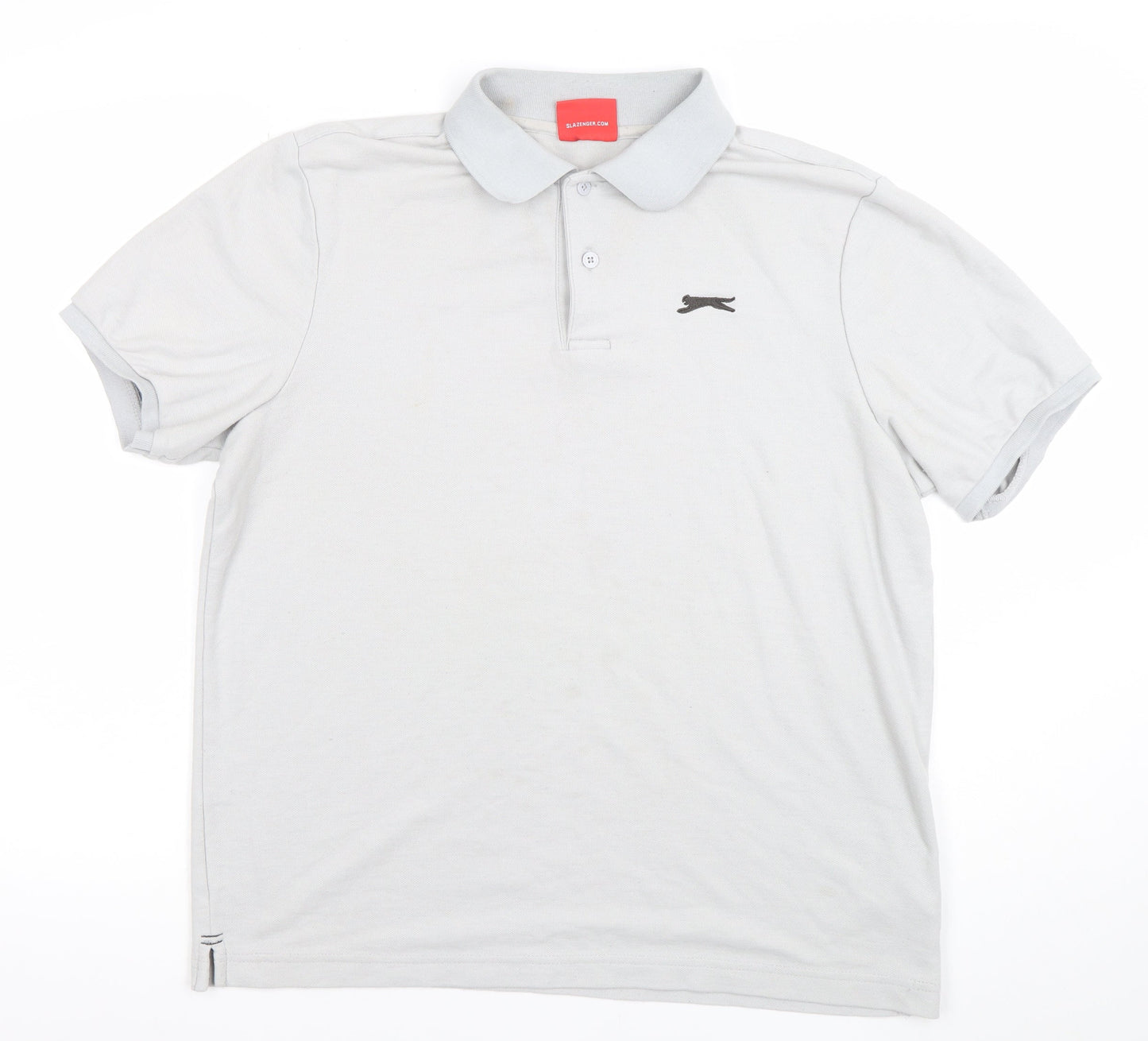 Slazenger Men's Grey Regular Fit Cotton Blend Polo Shirt L