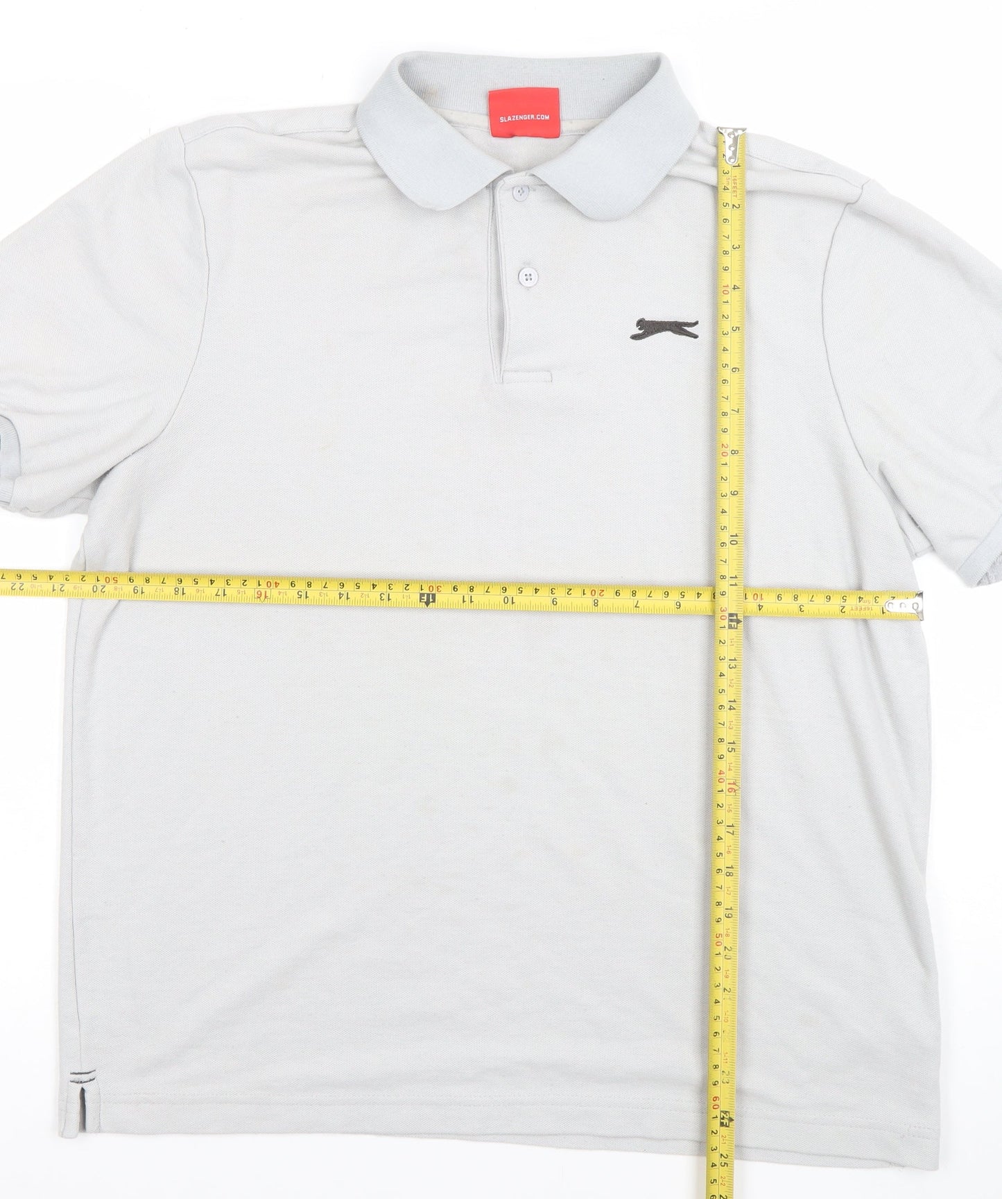 Slazenger Men's Grey Regular Fit Cotton Blend Polo Shirt L