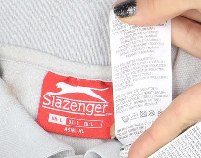 Slazenger Men's Grey Regular Fit Cotton Blend Polo Shirt L