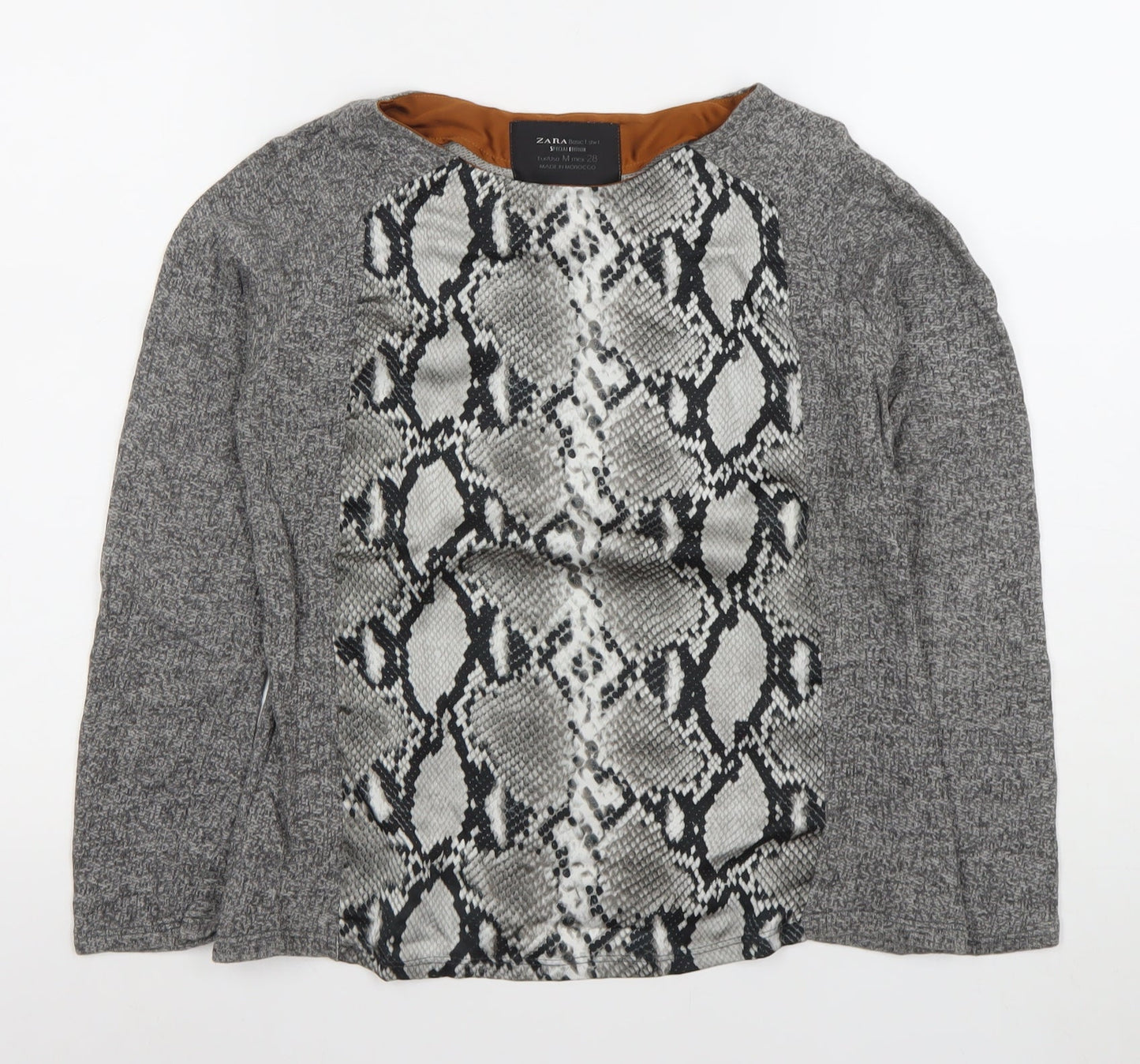 Womens UK Size M Zara Grey Basic T-Shirt