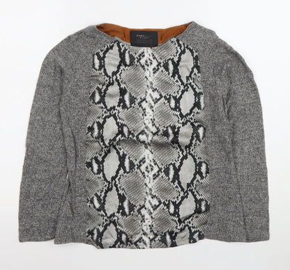 Womens UK Size M Zara Grey Basic T-Shirt