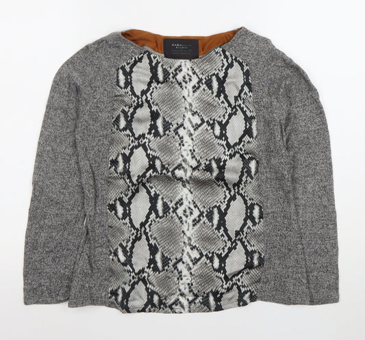 Womens UK Size M Zara Grey Basic T-Shirt