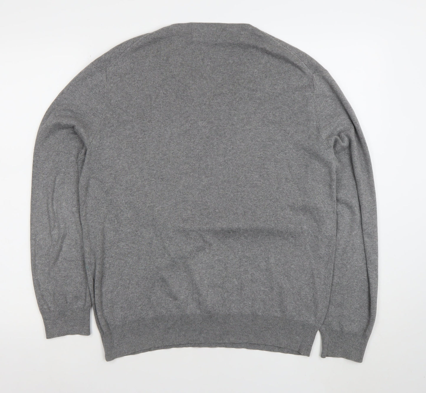 Polo Ralph Lauren Men's Grey Cotton V-Neck Jumper M