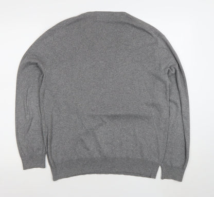 Polo Ralph Lauren Men's Grey Cotton V-Neck Jumper M