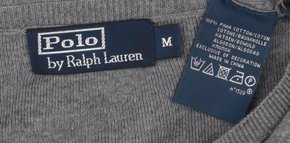 Polo Ralph Lauren Men's Grey Cotton V-Neck Jumper M