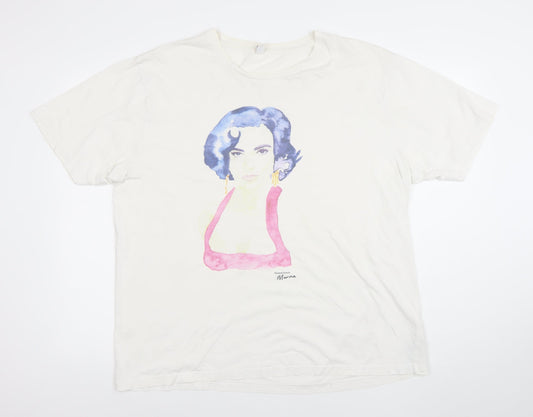 Womens UK Size 2XL Earth Positive White Basic T-Shirt