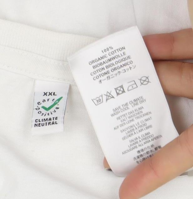 Womens UK Size 2XL Earth Positive White Basic T-Shirt