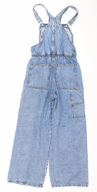 ZARA Girls Blue Denim Dungaree Jumpsuit 13-14 Years Adjustable Straps
