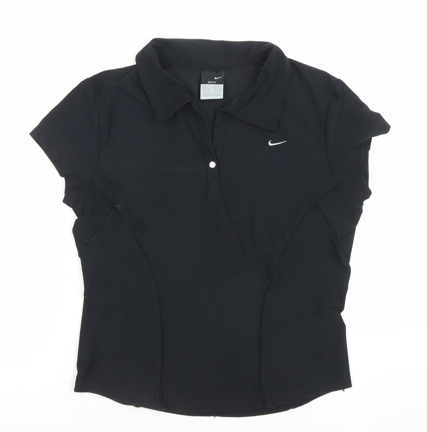 Nike Womens Black Dri-Fit Polo Activewear Top Size S 8/10