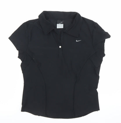 Nike Womens Black Dri-Fit Polo Activewear Top Size S 8/10