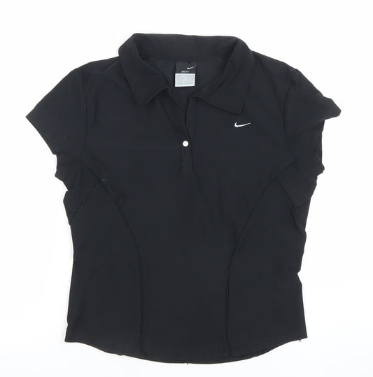 Nike Womens Black Dri-Fit Polo Activewear Top Size S 8/10