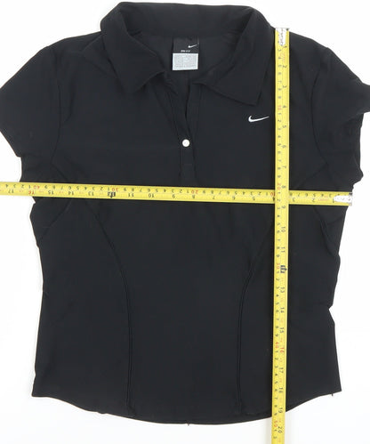 Nike Womens Black Dri-Fit Polo Activewear Top Size S 8/10